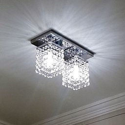 Lustre Plafon Cristal Legitimo Duplo Base Retangular 8x8 Sala Quarto Led Inclusa - 2