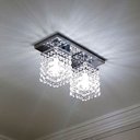 Ver imagem 2 de Lustre Plafon Cristal Legitimo Duplo Base Retangular 8x8 Sala Quarto Led Inclusa