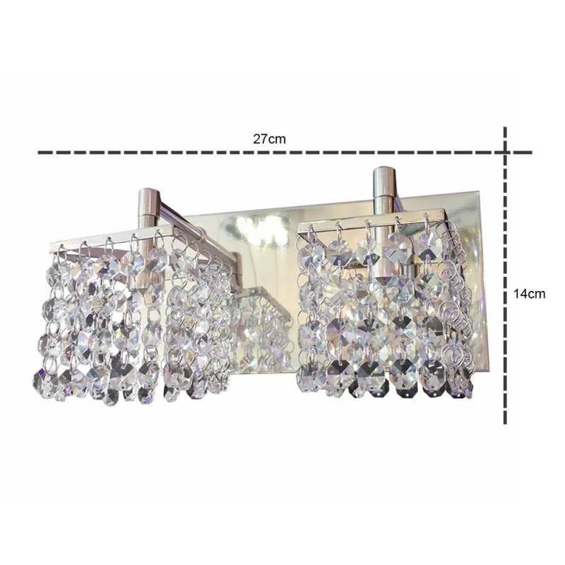 Lustre Parede Arandela 2 cubos com Pedras de Cristais Legitimas k9 Led Inclusa  uso cabeceiras de ca - 2