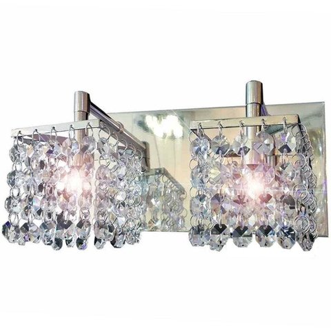 Lustre Parede Arandela 2 cubos com Pedras de Cristais Legitimas k9 Led Inclusa  uso cabeceira cama