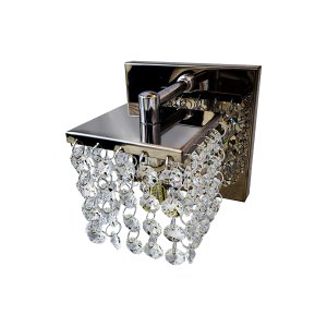 Lustre Parede Arandela Decorativa em Aço Inox Alto Brilho Pedras Cristais Legitimas