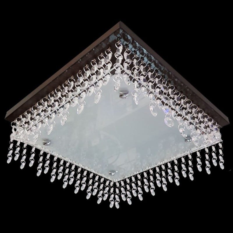 Lustre teto plafom Sala quarto , acabamento em tabaco com pedras de cristais - 4