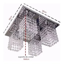 Lustre Plafon com Cubos de Pedras de Cristais Legitimos K9 . Sala , Quartos - 4