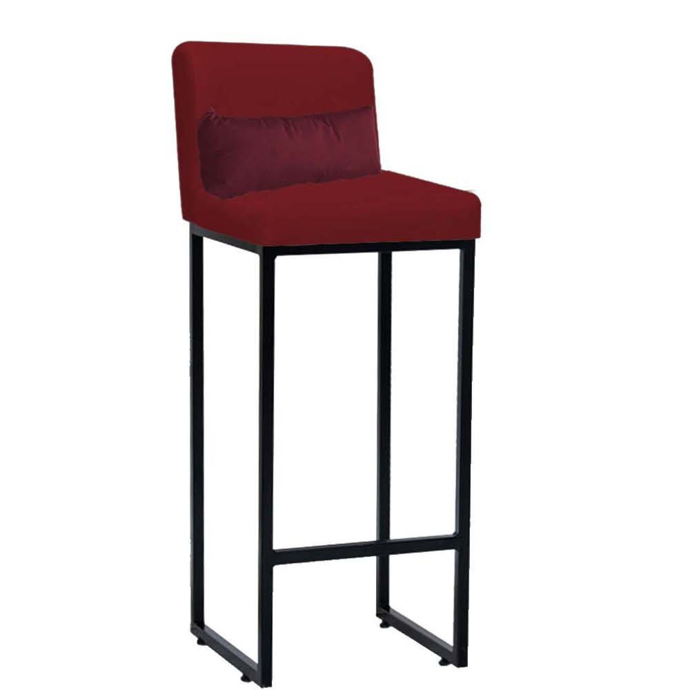 Kit Mesa Bistrô Lucca e 1 Banqueta Lucca Tampo Madeira Ferro Preto Suede Vermelho e Almofada Bordô - - 3