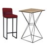 Kit Mesa Bistrô Lucca e 1 Banqueta Lucca Tampo Madeira Ferro Preto Suede Vermelho e Almofada Bordô - - 1
