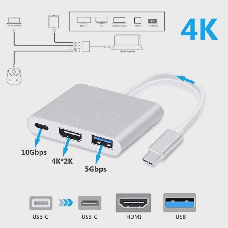 Adaptador Tipo-C para HDMI c/USB3.0 e USB-C LZ-04V - 4