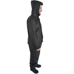 Capa de Chuva Impermeável para Motoqueiro de Pvc Masculino Preto Combate Capuz M - 2