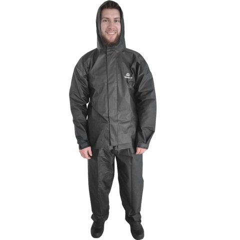 Capa de Chuva Impermeável para Motoqueiro de Pvc Masculino Preto Combate Capuz M