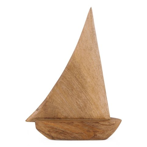 Escultura Decorativa Barco em Madeira 32cm 21910g Mart