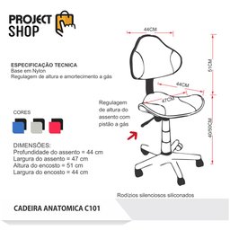 Cadeira De Escritório Giratória Anatômica Best Azul - 3