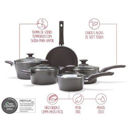 Conjunto de Panelas 5 Peças Ceramic Life Optima Camurça Brinox - 2