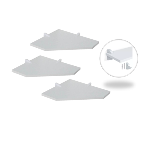 Kit 3 Prateleiras de Canto 30x30 Mdp Branca com Suportes