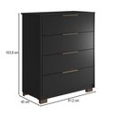 Ver imagem 4 de Cômoda Alia 4 Gavetas com Pés Preto Prime Tx/Amêndola Touch - Demobile