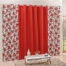 Cortina Floratta 3 Metros x 1,70 Metros Alt Tecido Rústico (P.A.) - Vermelho - 1