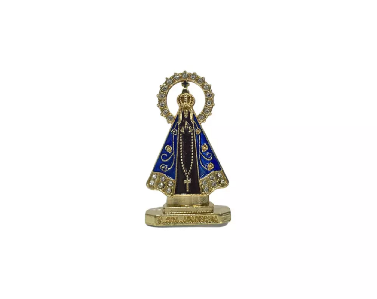 Enfeite Painel Nossa Senhora Aparecida Dourado Marrom 5 Cm