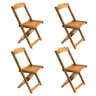 Conjunto de Mesa Dobrável para Restaurante de Madeira 90x90 com 4 Cadeiras Natural - 2