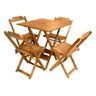 Conjunto de Mesa Dobrável para Restaurante de Madeira 90x90 com 4 Cadeiras Natural - 1