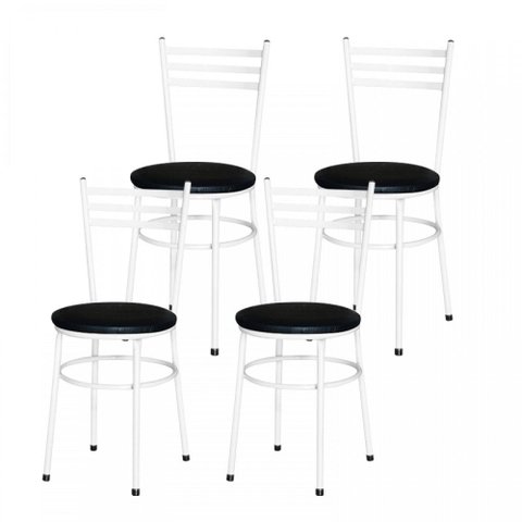4 Cadeiras Epoxi Branca para Cozinha Preto