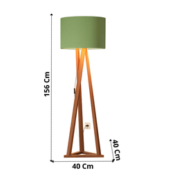 Luminária Tripé Moderna Sala Leitura com Cupula e Pés em Madeira Luxo Ibiza Cor Verde - 6