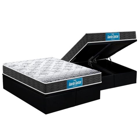 Cama Box Baú Queen: Colchão Anatômico Probel D28 / EP Guarda Costas PróMiddle Double Face + Base CRC