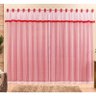 Cortina para Varão Lisa 3 Metros x 2,50 Metros Alt Tecido Renda com Voil - Vermelho - 1