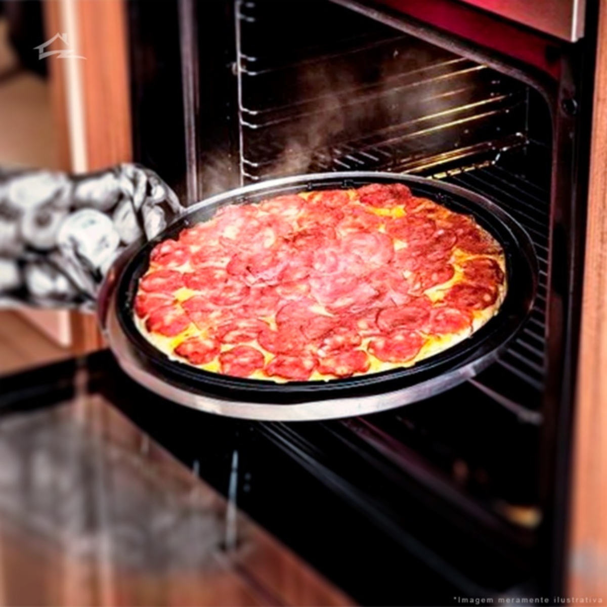 Forma De Pizza Assadeira Antiaderente Bandeja Resistente32cm:Preto - 5