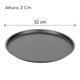 Forma De Pizza Assadeira Antiaderente Bandeja Resistente32cm:Preto - 2
