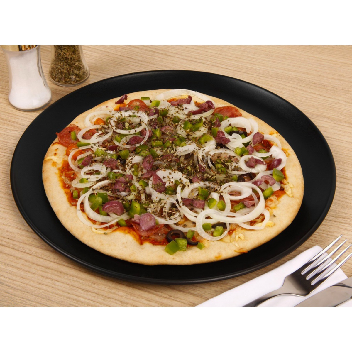 Forma De Pizza Assadeira Antiaderente Bandeja Resistente32cm:Preto - 6