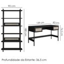 Ver imagem 3 de Conjunto Estante e Escrivaninha Pes Madeira 27974 Nero Preto Artesano