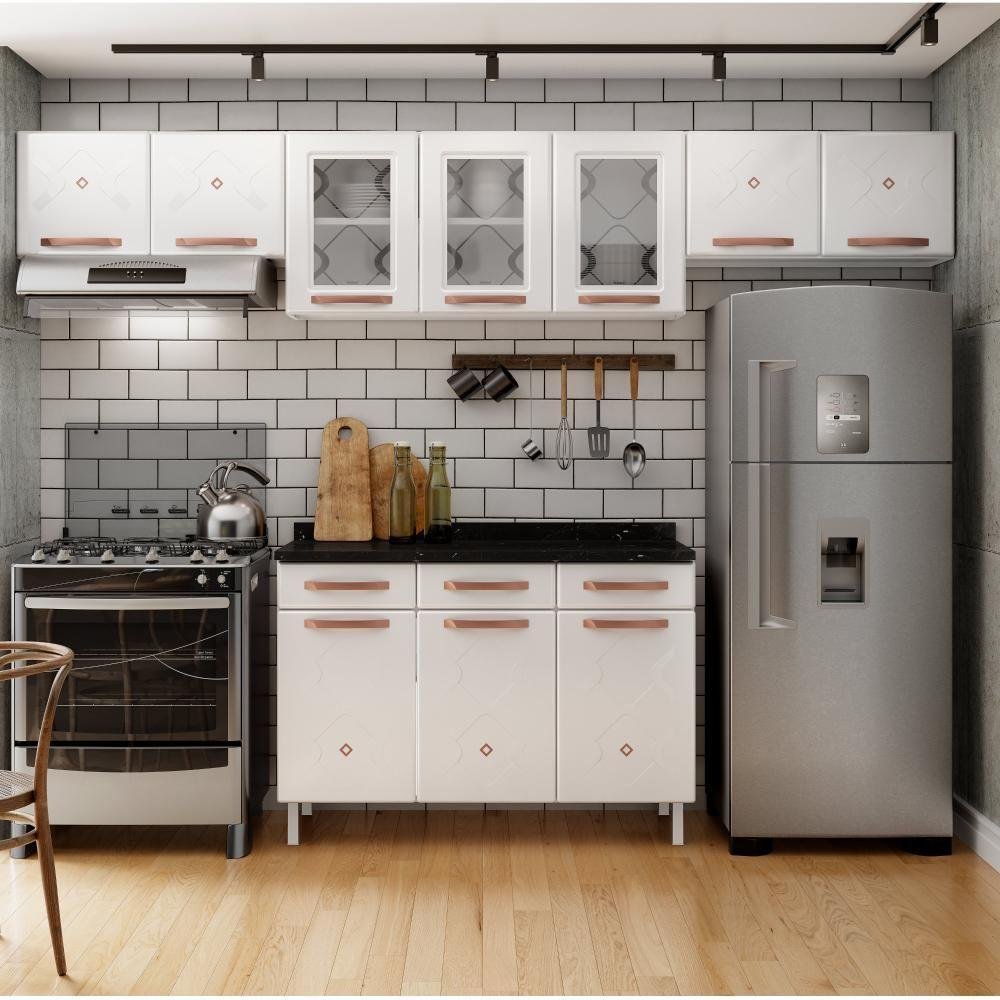 Cozinha De Aço Compacta Telasul Mirage New Branco 3 Vidros 4 Peças - 1