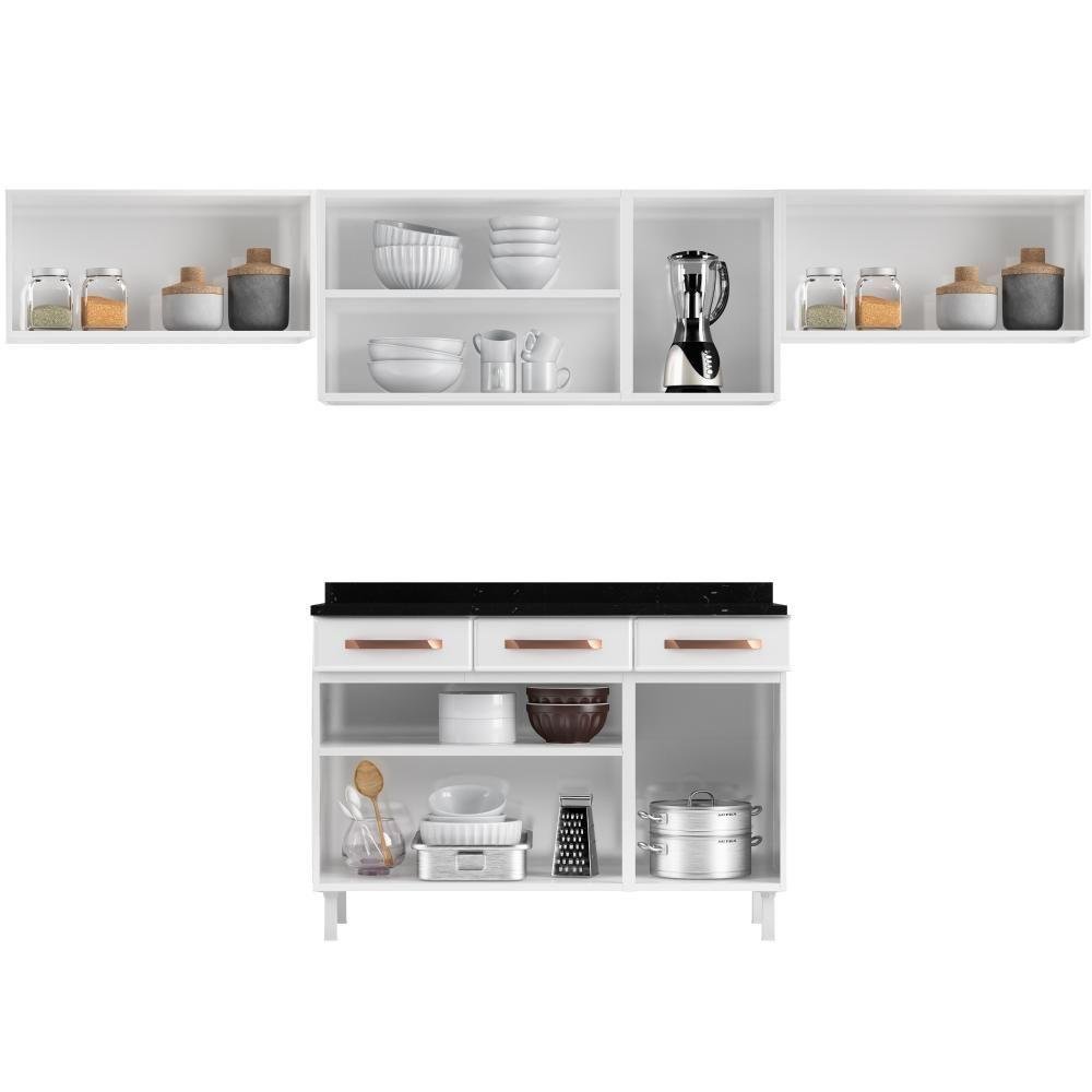 Cozinha De Aço Compacta Telasul Mirage New Branco 3 Vidros 4 Peças - 4