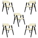 Ver imagem 1 de Kit 5 Cadeiras Sala de Jantar e Jogos Carteados Madeira Maciça Poker Pu Offwhite/preto G42 - Gran Be