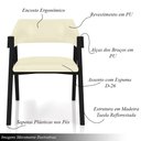 Ver imagem 3 de Kit 5 Cadeiras Sala de Jantar e Jogos Carteados Madeira Maciça Poker Pu Offwhite/preto G42 - Gran Be