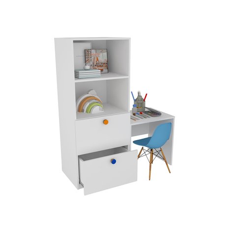 Organizador Gaveteiro com Mesa Rubi 100% Mdf + Eiffel Azul