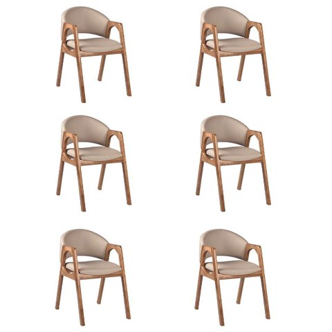 Kit 6 Cadeiras Decorativa Sala de Jantar Luxo Larissa Facto Fendi - Mozzelar