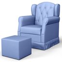 Ver imagem 1 de Poltrona de Amamentação e Descanso com Balanço e Puff Lucy P04 Sintético Azul - Mpozenato