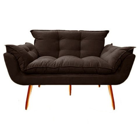 Namoradeira Decorativa Opalla Sala de Estar Consultorio Clinica Suede Marrom - Decor Elity