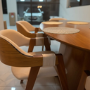 Ver imagem 3 de Mesa de Jantar Oval 2,00 x 1,00 Tampo Laminado e 6 Cadeiras Gaia Linho Bege