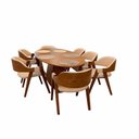 Ver imagem 5 de Mesa de Jantar Oval 2,00 x 1,00 Tampo Laminado e 6 Cadeiras Gaia Linho Bege