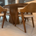 Ver imagem 2 de Mesa de Jantar Oval 2,00 x 1,00 Tampo Laminado e 6 Cadeiras Gaia Linho Bege