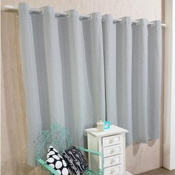 Cortina Chevron 2 Metros x 1,80 Metros Tecido Tricoline 150 Fios Estampada - Cinza - 1