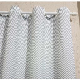 Cortina Chevron 2 Metros x 1,80 Metros Tecido Tricoline 150 Fios Estampada - Cinza - 2