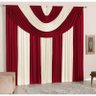 Cortina para Varão Laiza 3 Metros x 2,80 Metros Alt. Tecido Malha Gel - Vermelho/Palha - 1