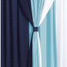 Cortina para Varão Jussara 2 Metros x 1,60 Metros Alt. Tecido Malha Gel - Azul/Branco - 2