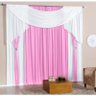 Cortina para Varão Hanna 2 Metros x 1,60 Metros Alt. Tecido Malha Gel - Rosa/Branco - 1