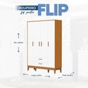 Ver imagem 4 de Quarto Completo com Roupeiro 4 Portas Flip Branco/Fosco/Savana