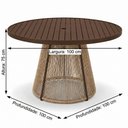 Ver imagem 3 de Mesa Laguna Tampo Ripado em Alumínio com Estrutura em Alumínio Marrom 100cm Lrg