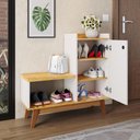 Ver imagem 3 de Sapateira Hall de Entrada Organizador Sala Quarto Prateleira 1 Porta Banquinho Sapato Nicho Shoes -