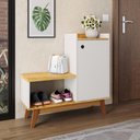 Ver imagem 2 de Sapateira Hall de Entrada Organizador Sala Quarto Prateleira 1 Porta Banquinho Sapato Nicho Shoes -