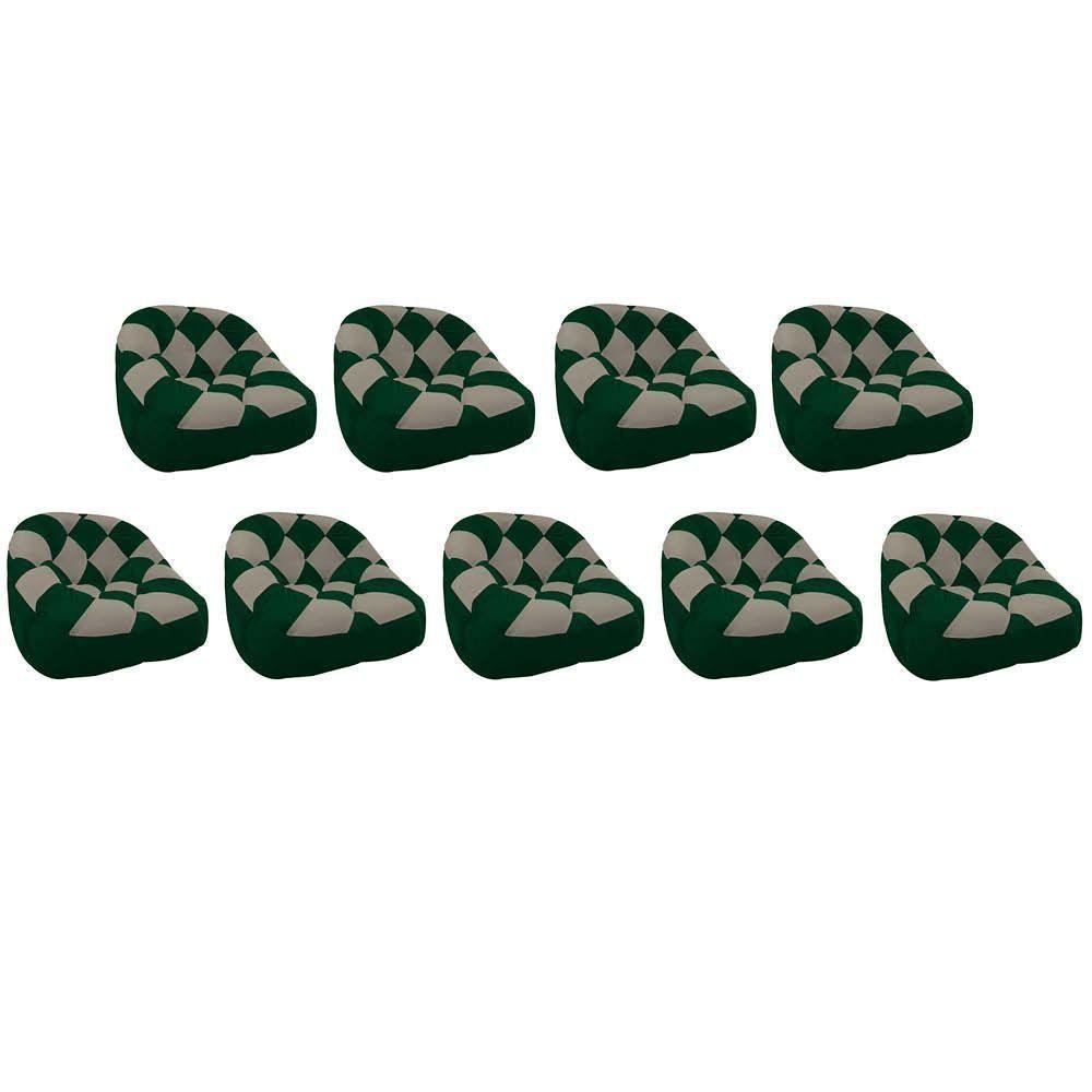 Kit 09 Poltrona Paloma Sala Pé Plástico Suede Verde E Suede Cappuccino - 1